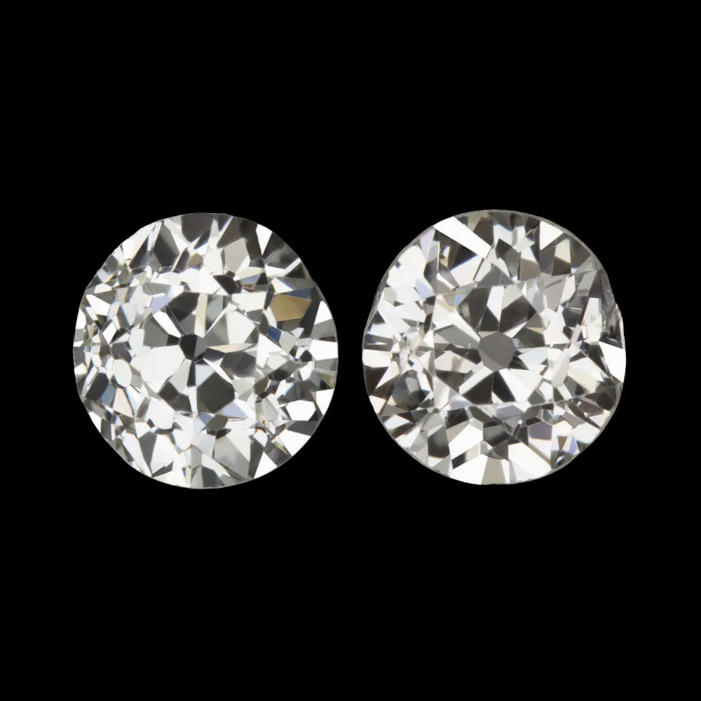 0.62ct VINTAGE DIAMOND STUD EARRINGS K VS1-SI1 OLD EUROPEAN CUT PAIR LOOSE 2/3ct