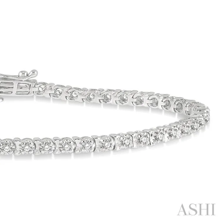 1 Ctw Round Cut Diamond Tulip Bracelet in 14K White Gold