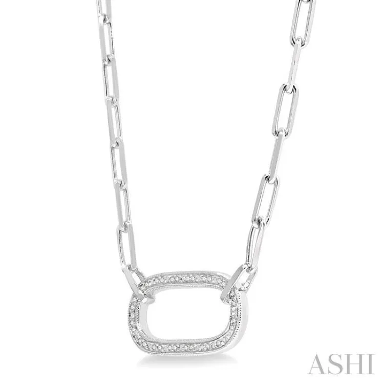 1/10 ctw Round Cut Diamond Paper Clip Necklace in Silver