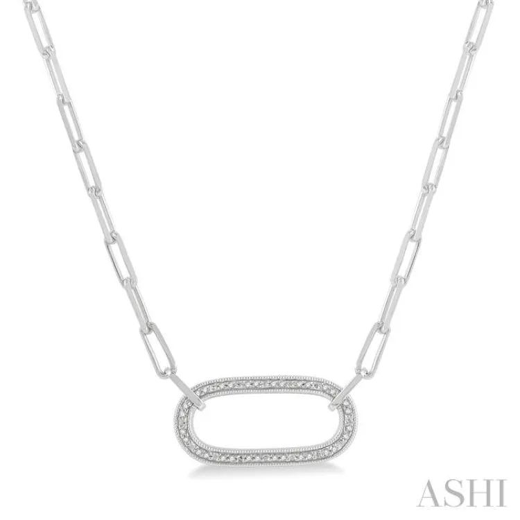 1/10 ctw Round Cut Diamond Paper Clip Necklace in Silver