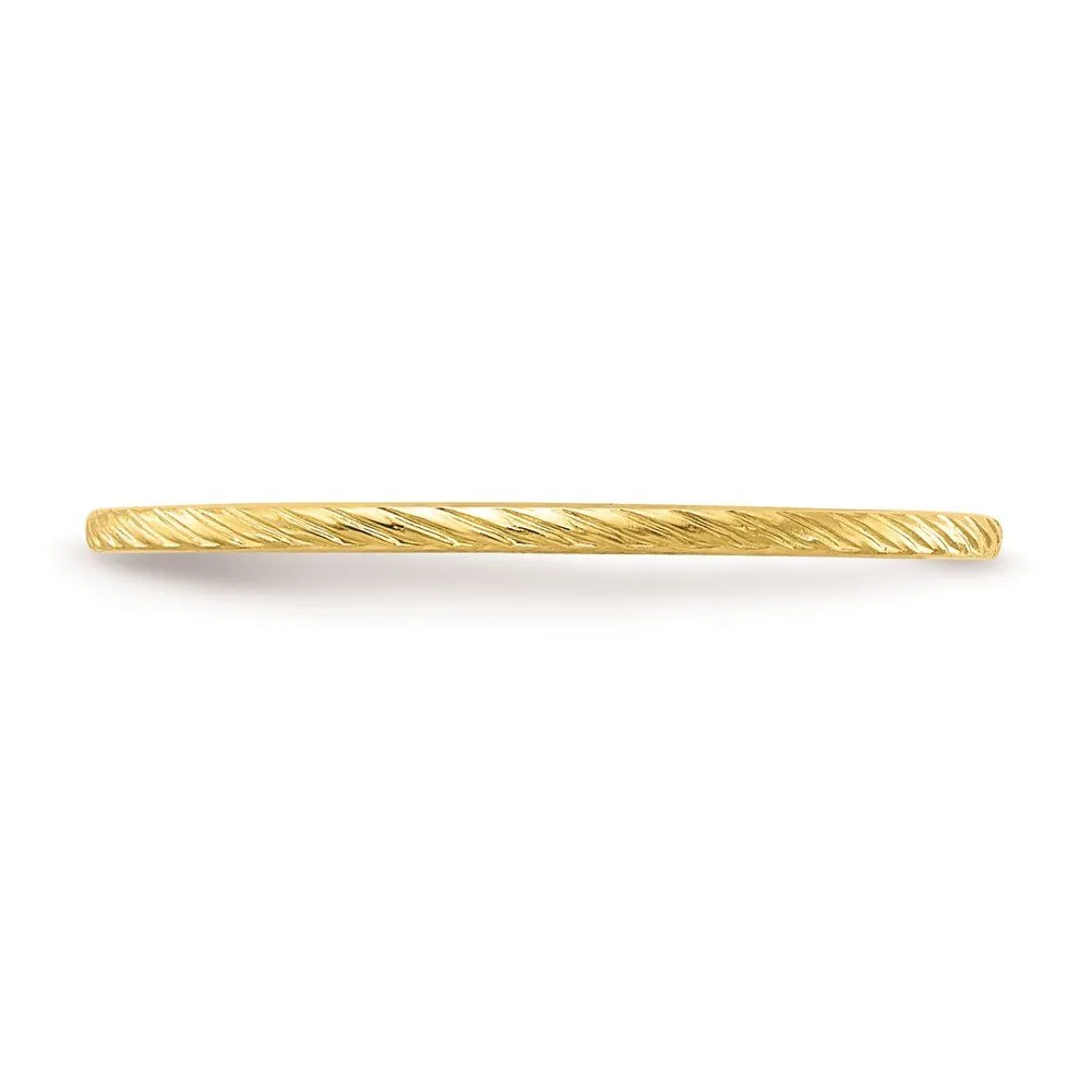 1.2mm 10k Yellow Gold Twisted Pattern Stackable Band