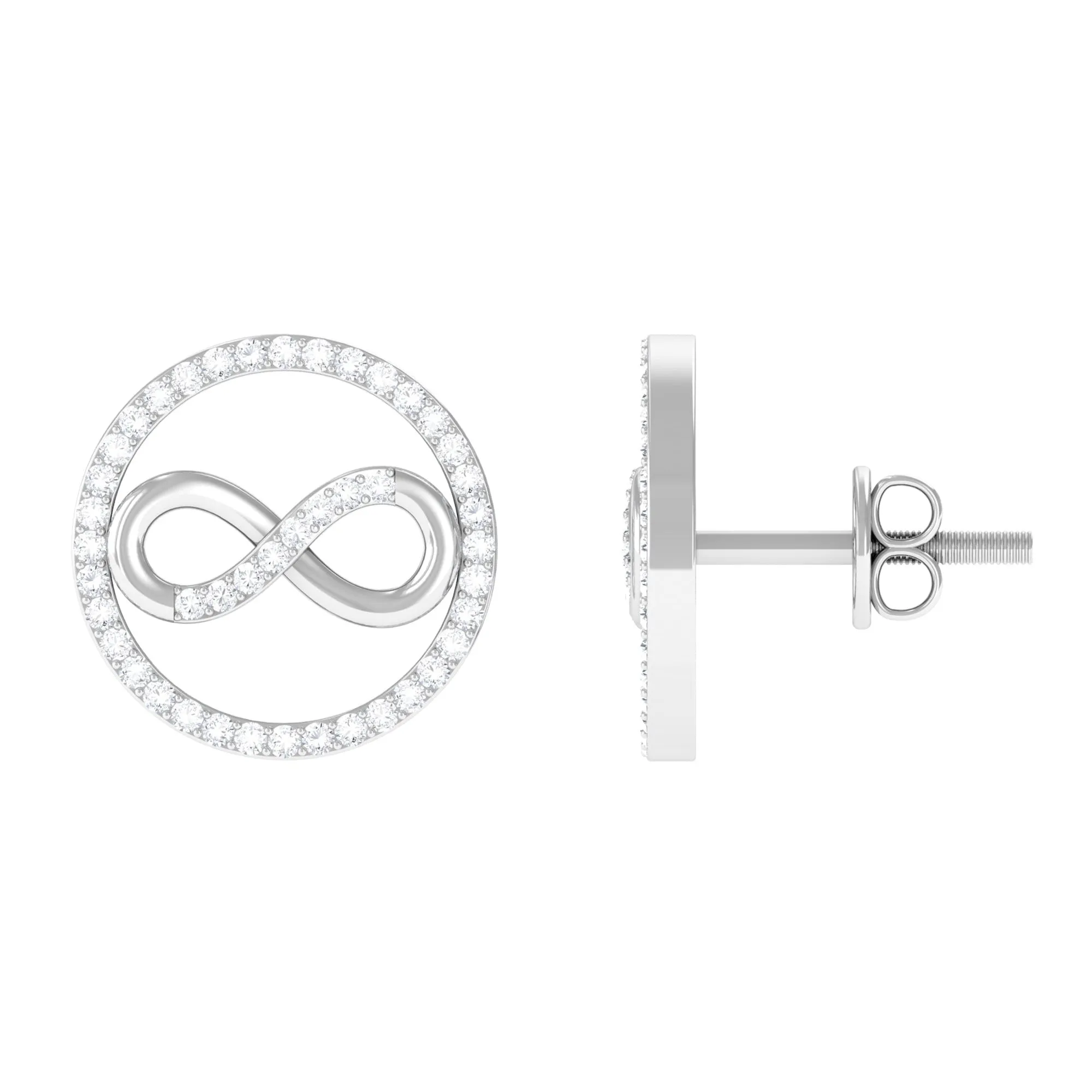 1/4 CT Open Circle and Infinity Diamond Stud Earrings