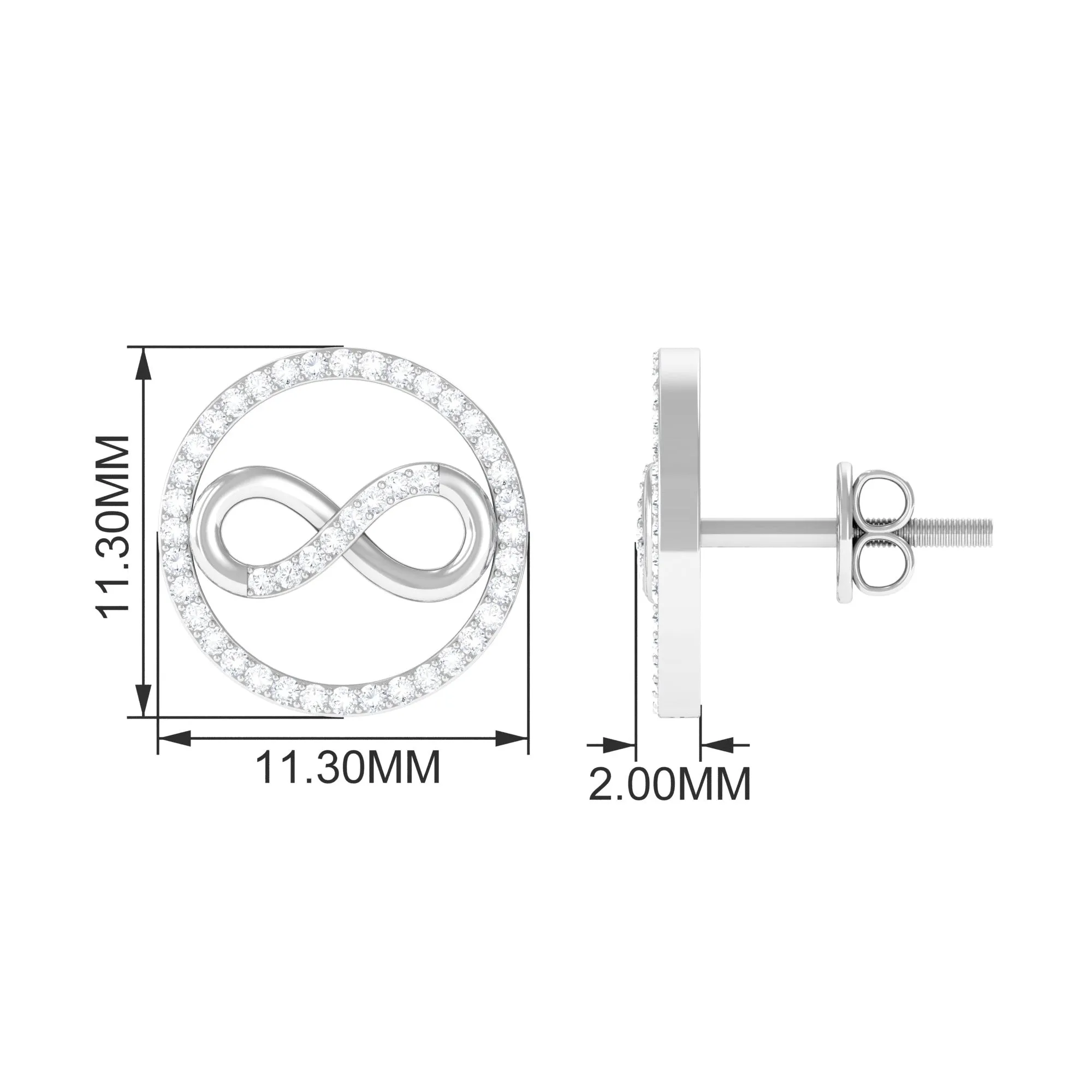 1/4 CT Open Circle and Infinity Diamond Stud Earrings