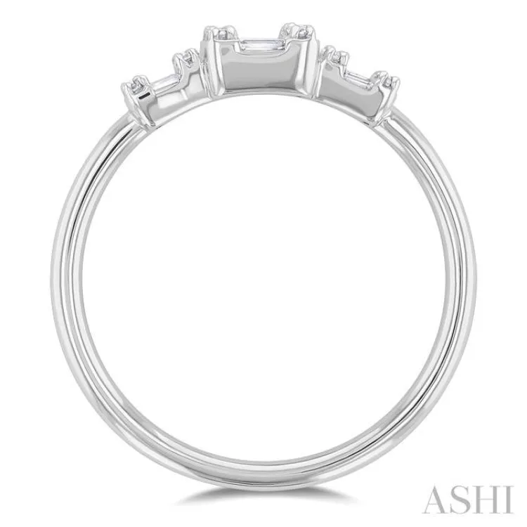 1/4 ctw Past, Present & Future Baguette and Round Cut Diamond Fusion Fashion Ring in 14K White Gold