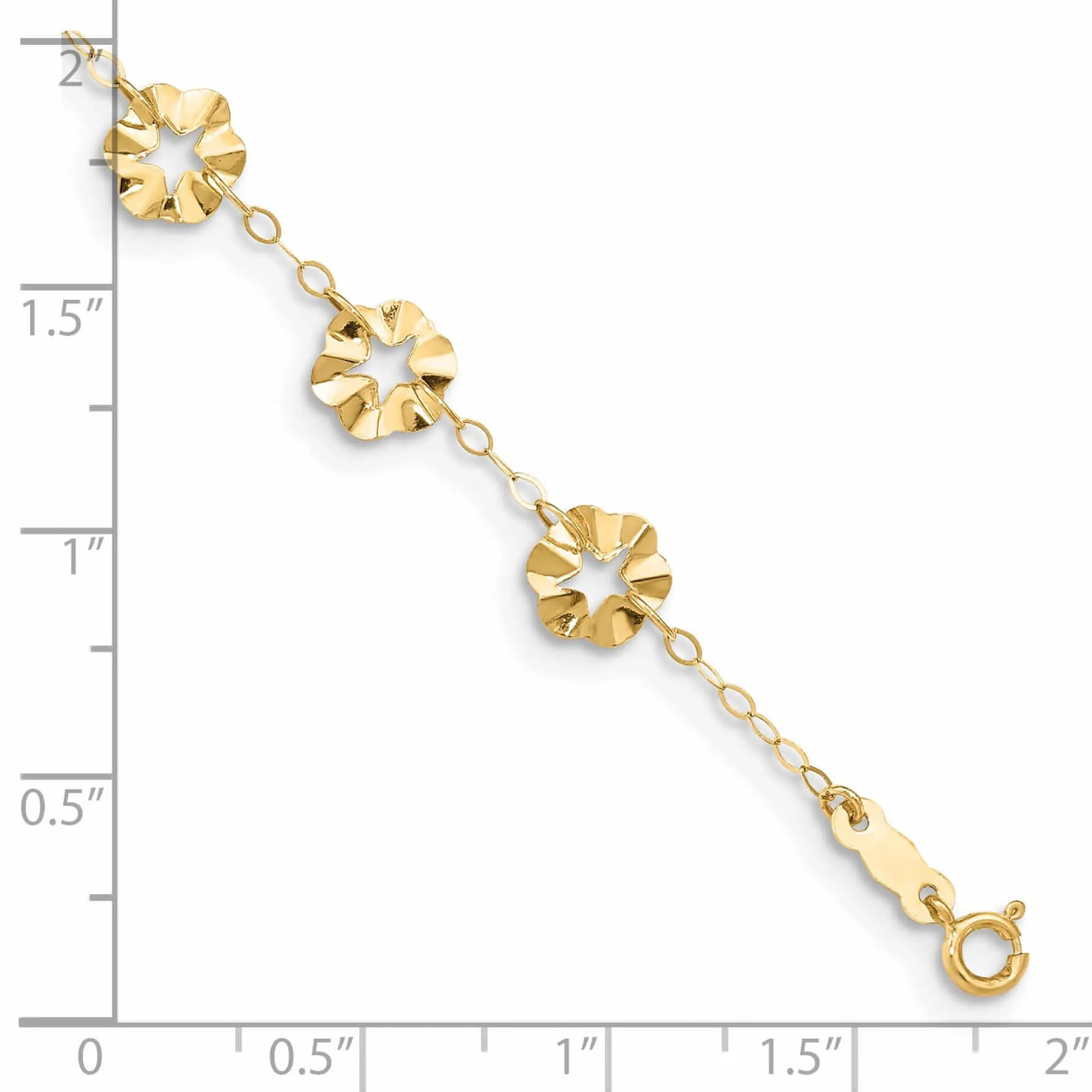 14k Gold Adjustable Flower Anklet Bracelet