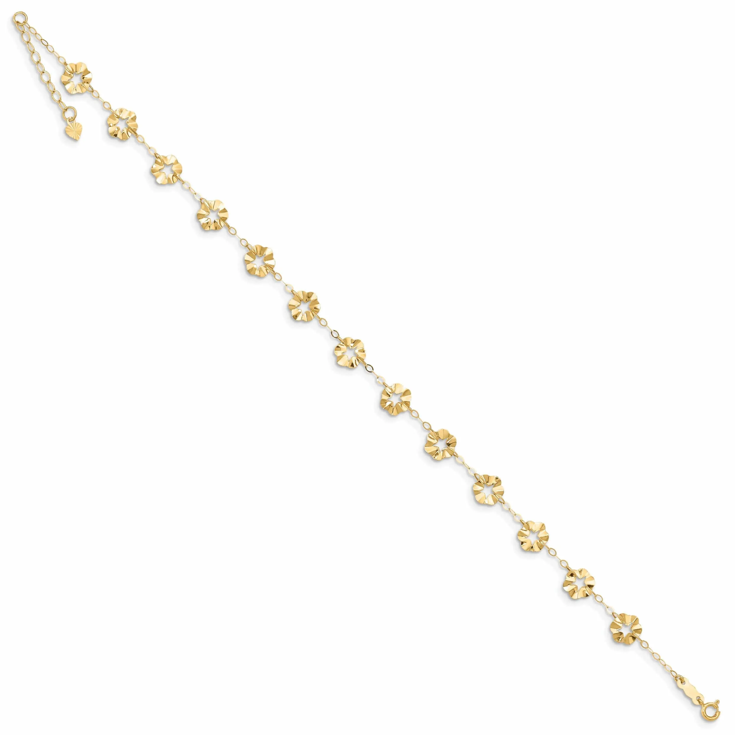 14k Gold Adjustable Flower Anklet Bracelet