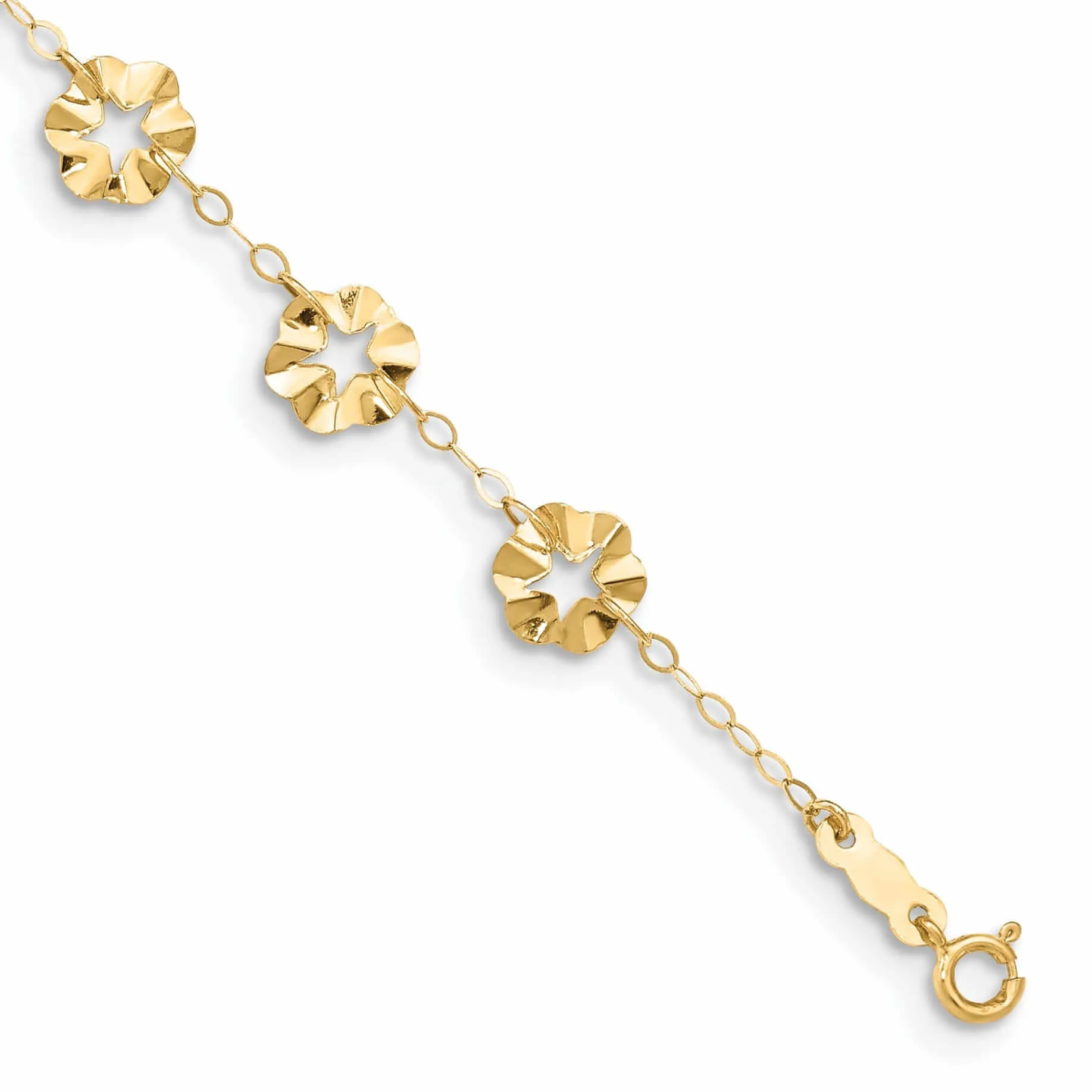 14k Gold Adjustable Flower Anklet Bracelet