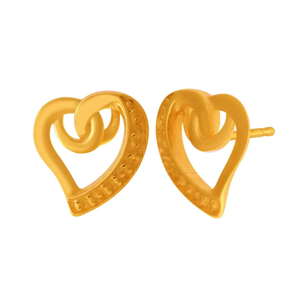 14k Heart Loop Solid Gold Earrings