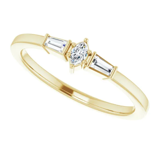 14K Yellow Gold 1/6 CTW Natural Diamond Semi-Set Stackable Ring - Elegant Brilliance for Effortless Stacking