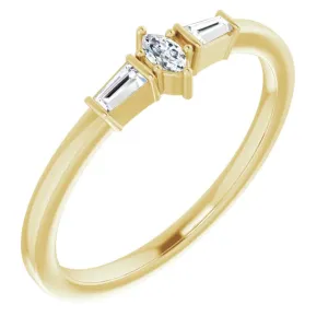 14K Yellow Gold 1/6 CTW Natural Diamond Semi-Set Stackable Ring - Elegant Brilliance for Effortless Stacking