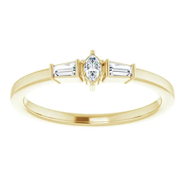 14K Yellow Gold 1/6 CTW Natural Diamond Semi-Set Stackable Ring - Elegant Brilliance for Effortless Stacking