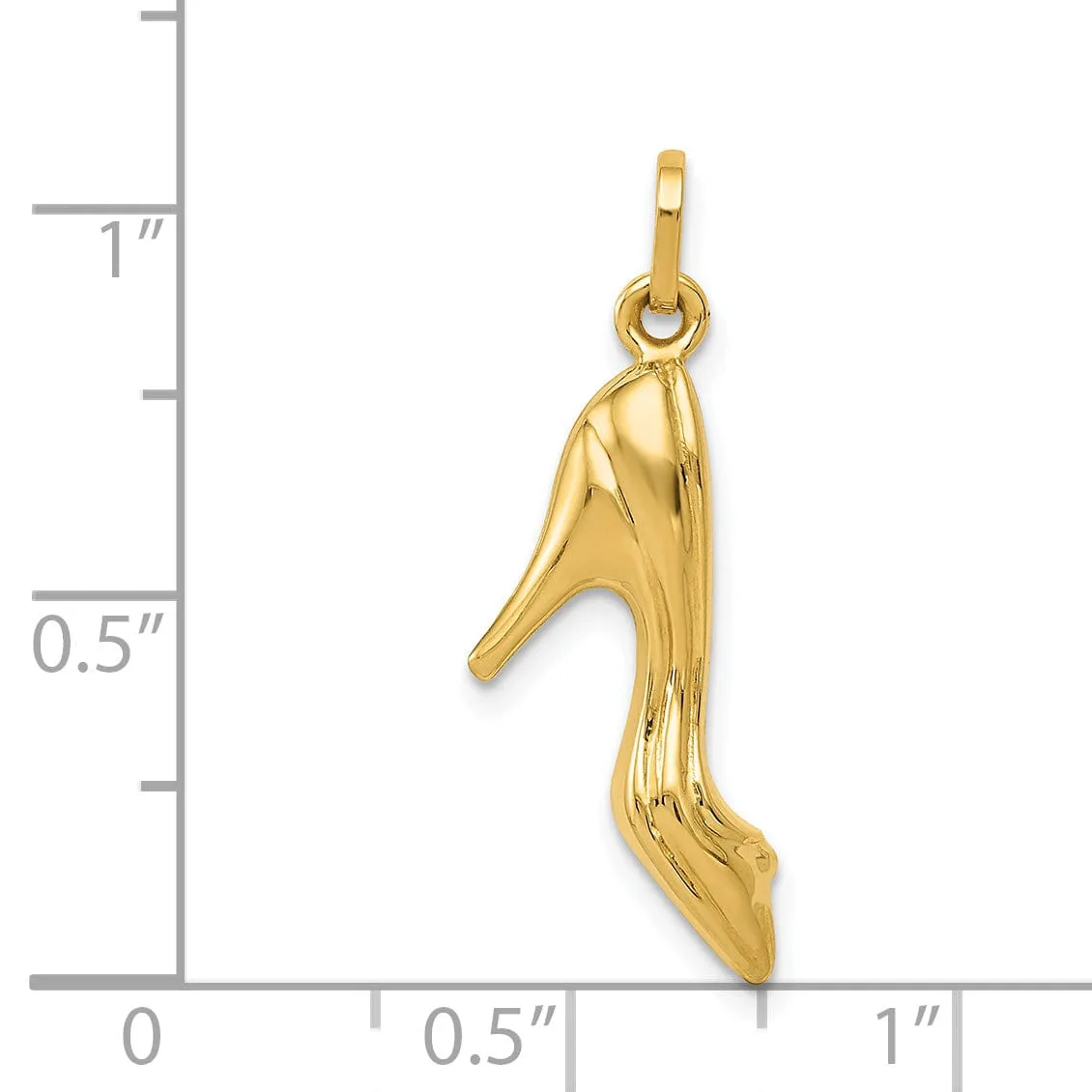 14k Yellow Gold 3D High Heel Shoe Charm Pendant