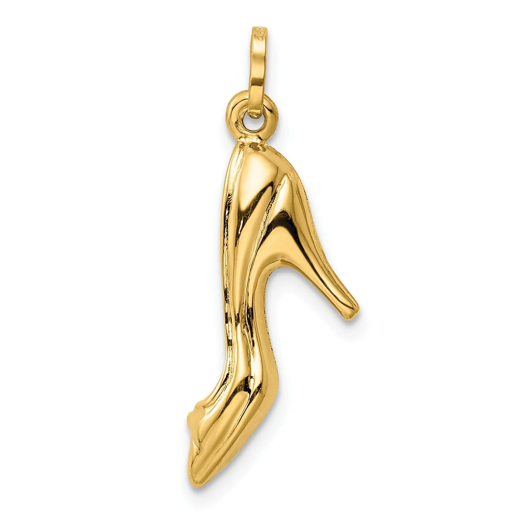 14k Yellow Gold 3D High Heel Shoe Charm Pendant