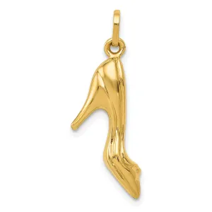 14k Yellow Gold 3D High Heel Shoe Charm Pendant