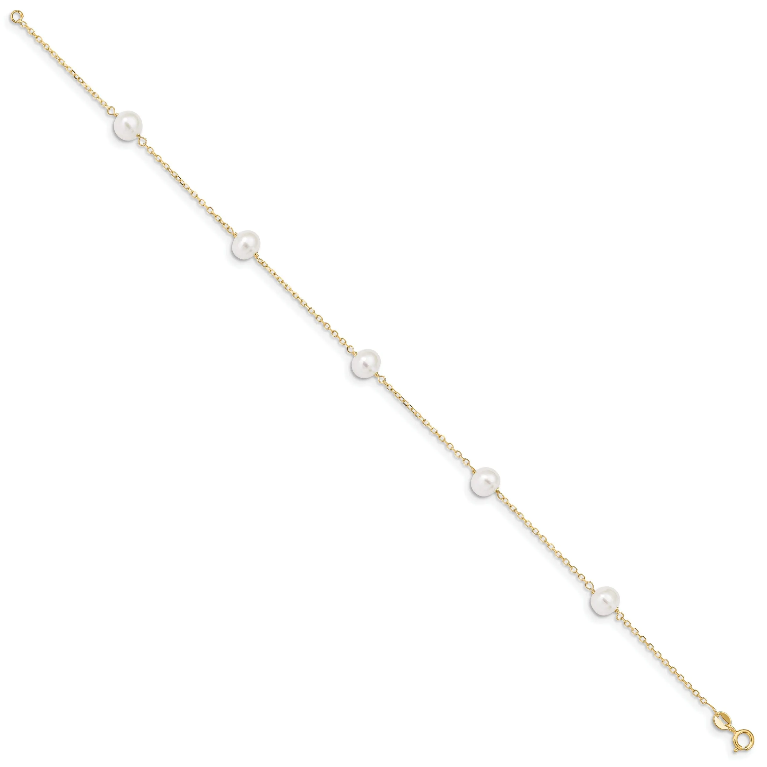 14k Yellow Gold 9 Pearl Anklet