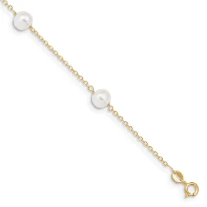 14k Yellow Gold 9 Pearl Anklet