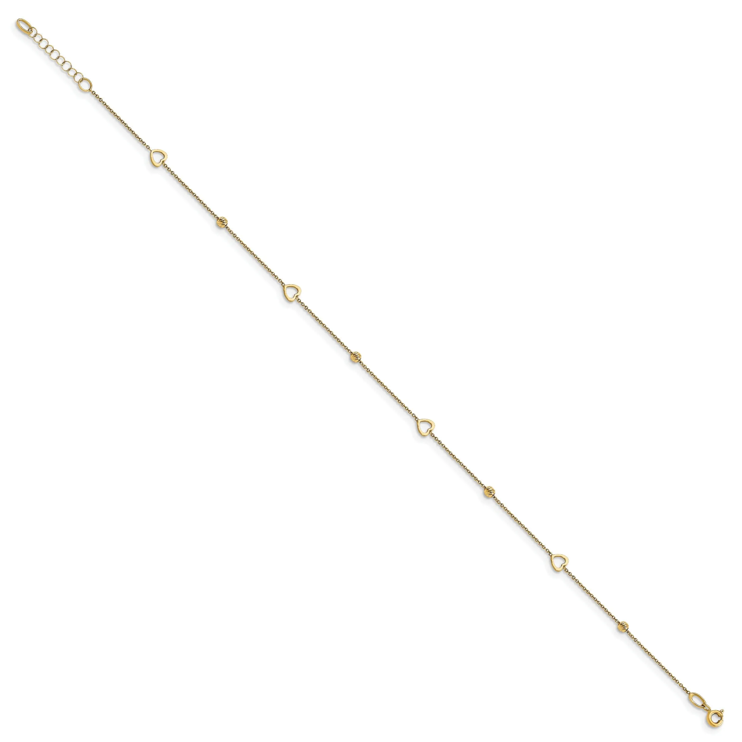 14k Yellow Gold Heart Anklet