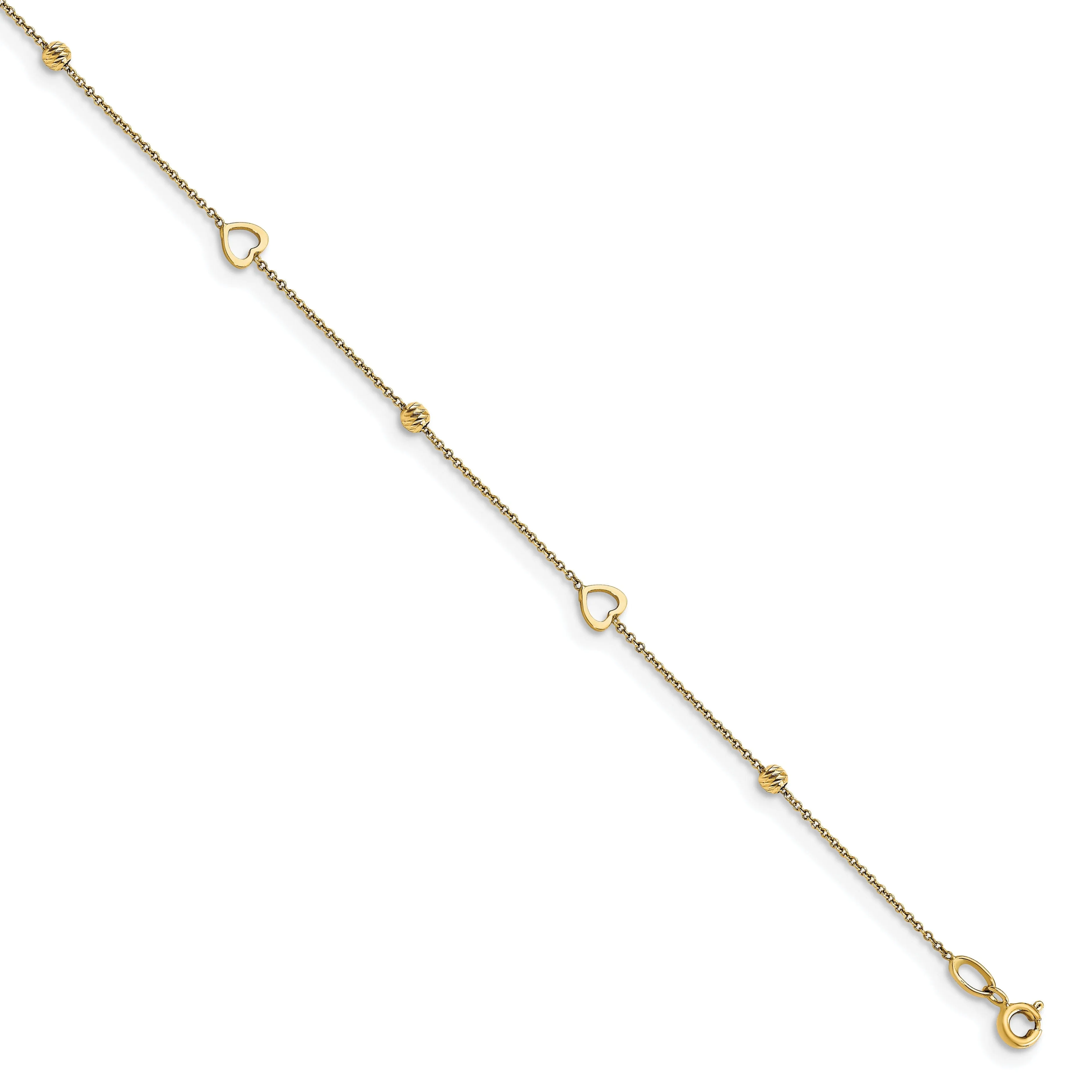 14k Yellow Gold Heart Anklet