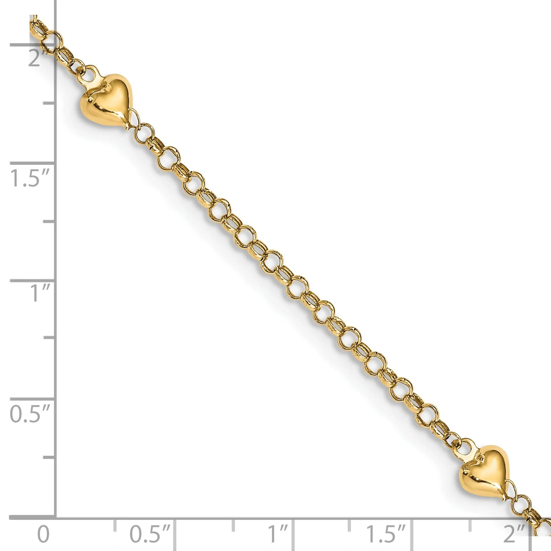 14k Yellow Gold Puff Heart Anklet