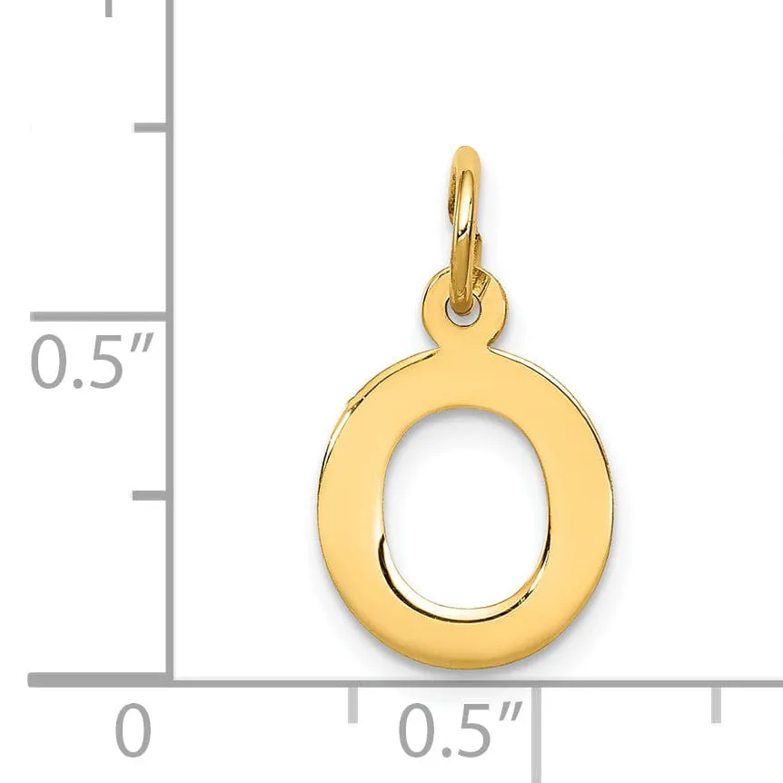 14k Yellow Gold Small Block Design Letter O Initial Pendant