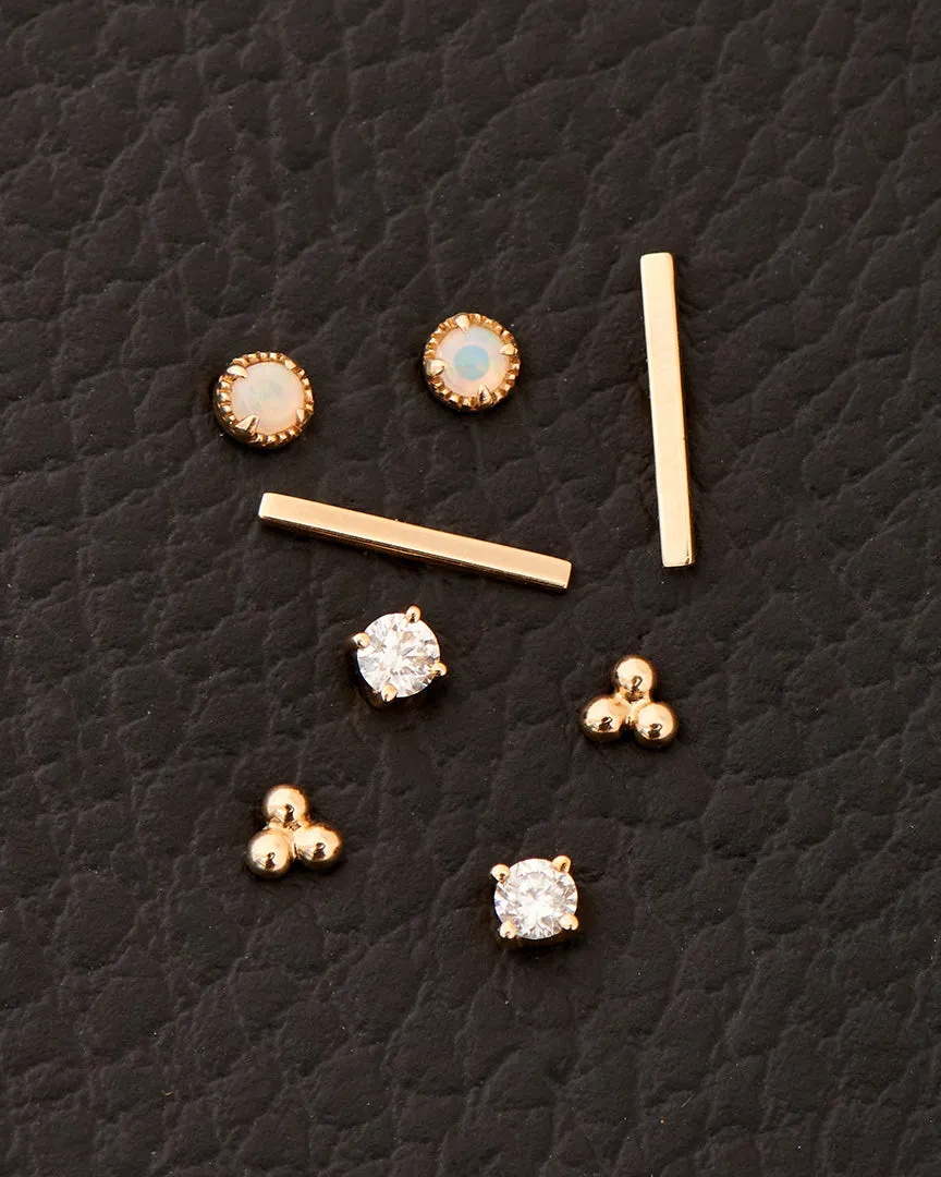 14kt Gold Solid Bar Stud Earrings