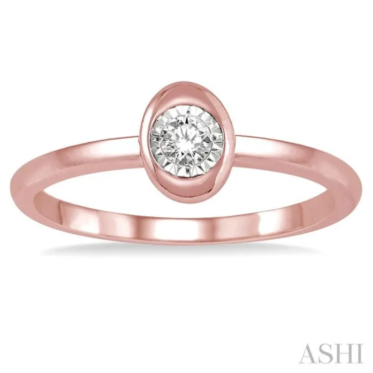 1/50 Ctw Oval Shape Round Cut Diamond Promise Ring in 10K Rose Gold