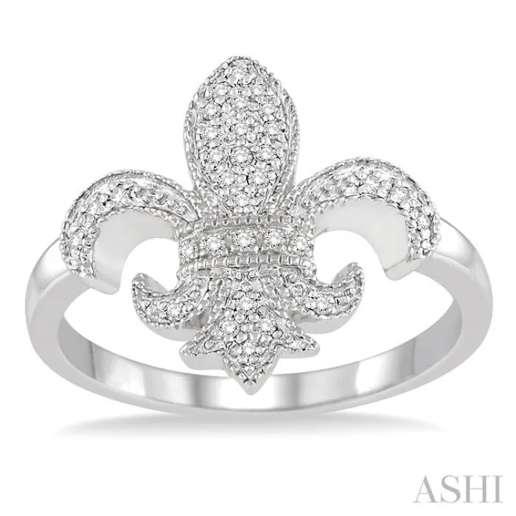 1/6 Ctw Round Cut Diamond Fleur De Lis Ring in 10K White Gold