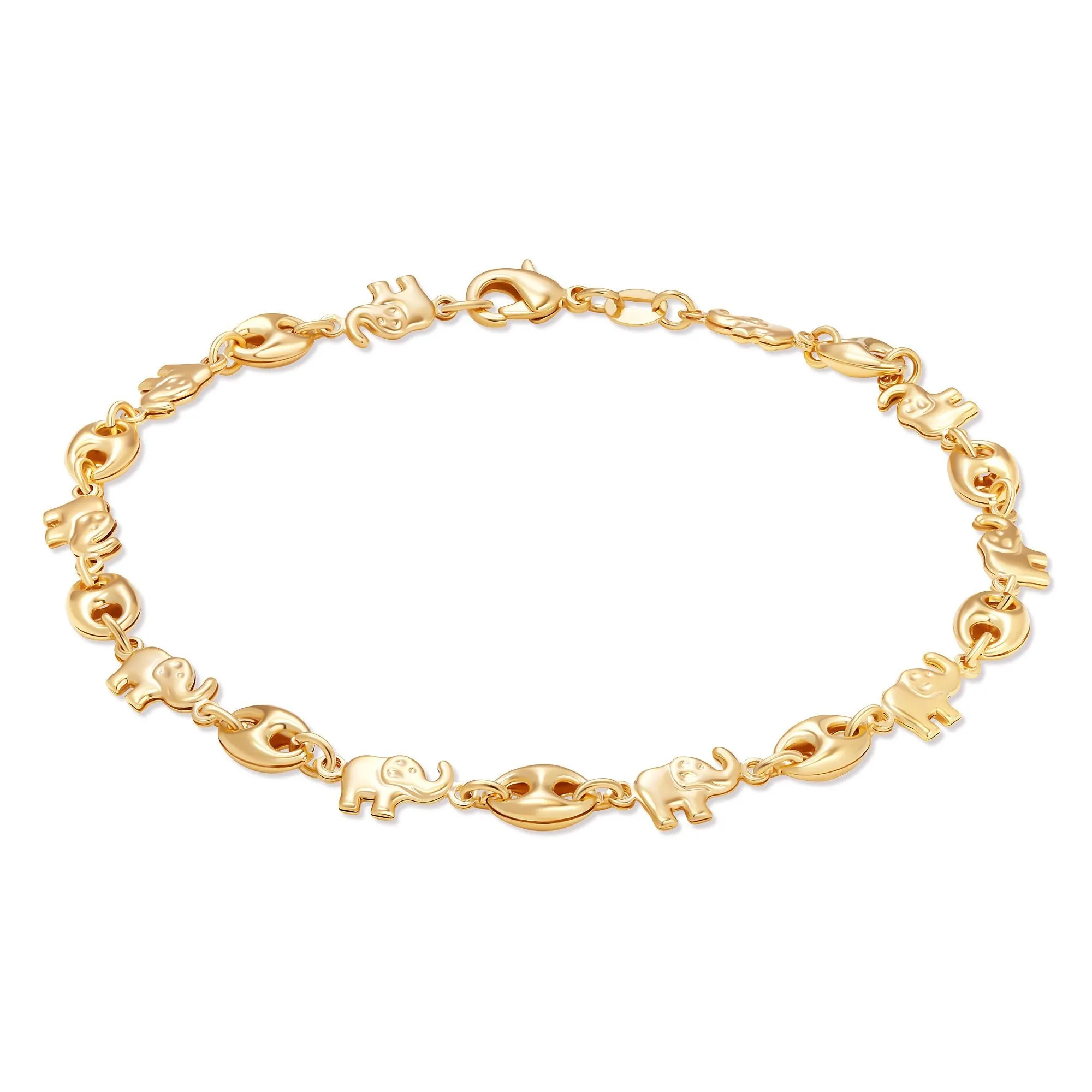 18K Gold Plated Elephant Link Anklet