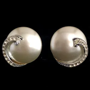 1960s Tara Pearl & Rhinestone Earrings