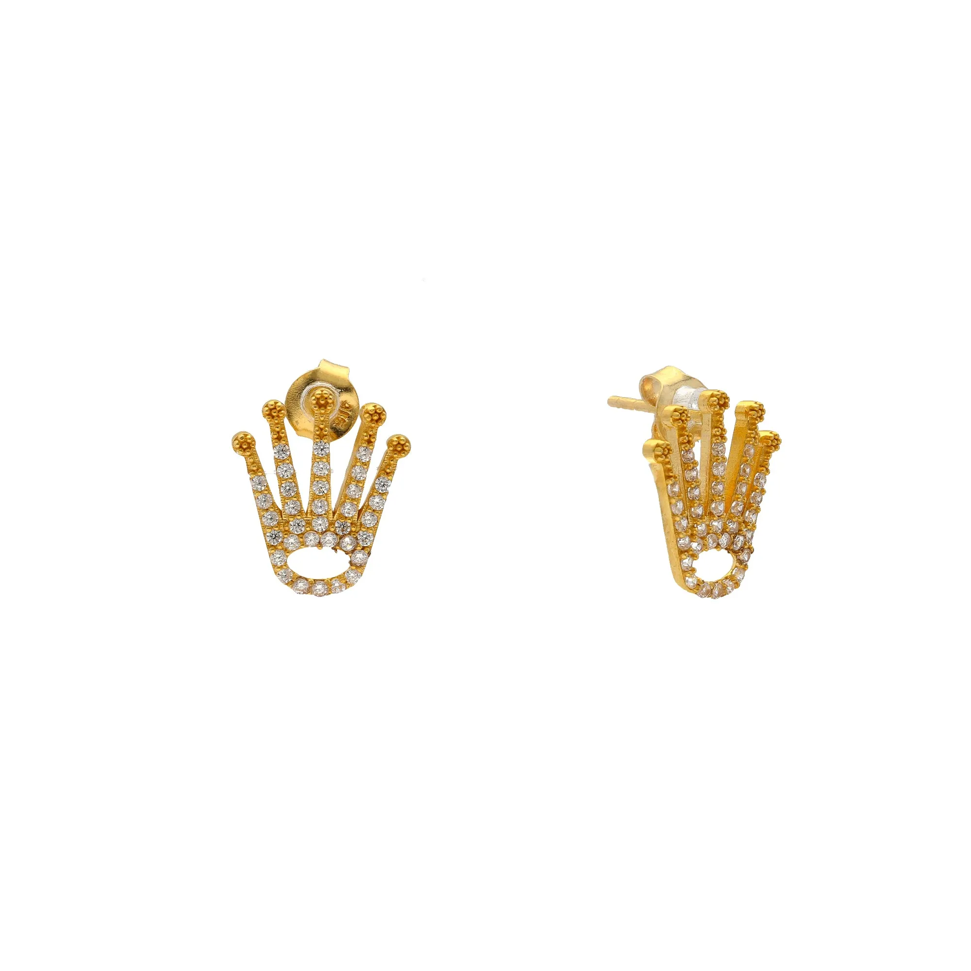 22K Yellow Gold & CZ Stud Earrings (3gm)