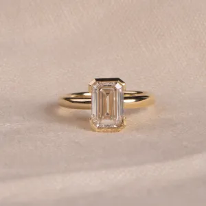 2.79ct Edith | Half Bezel Emerald Cut Engagement Ring | R2W