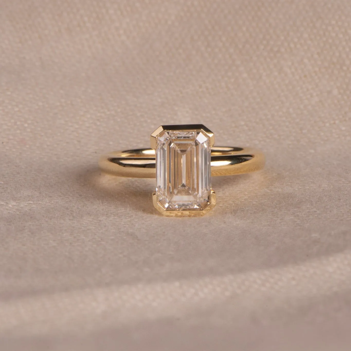 2.79ct Edith | Half Bezel Emerald Cut Engagement Ring | R2W