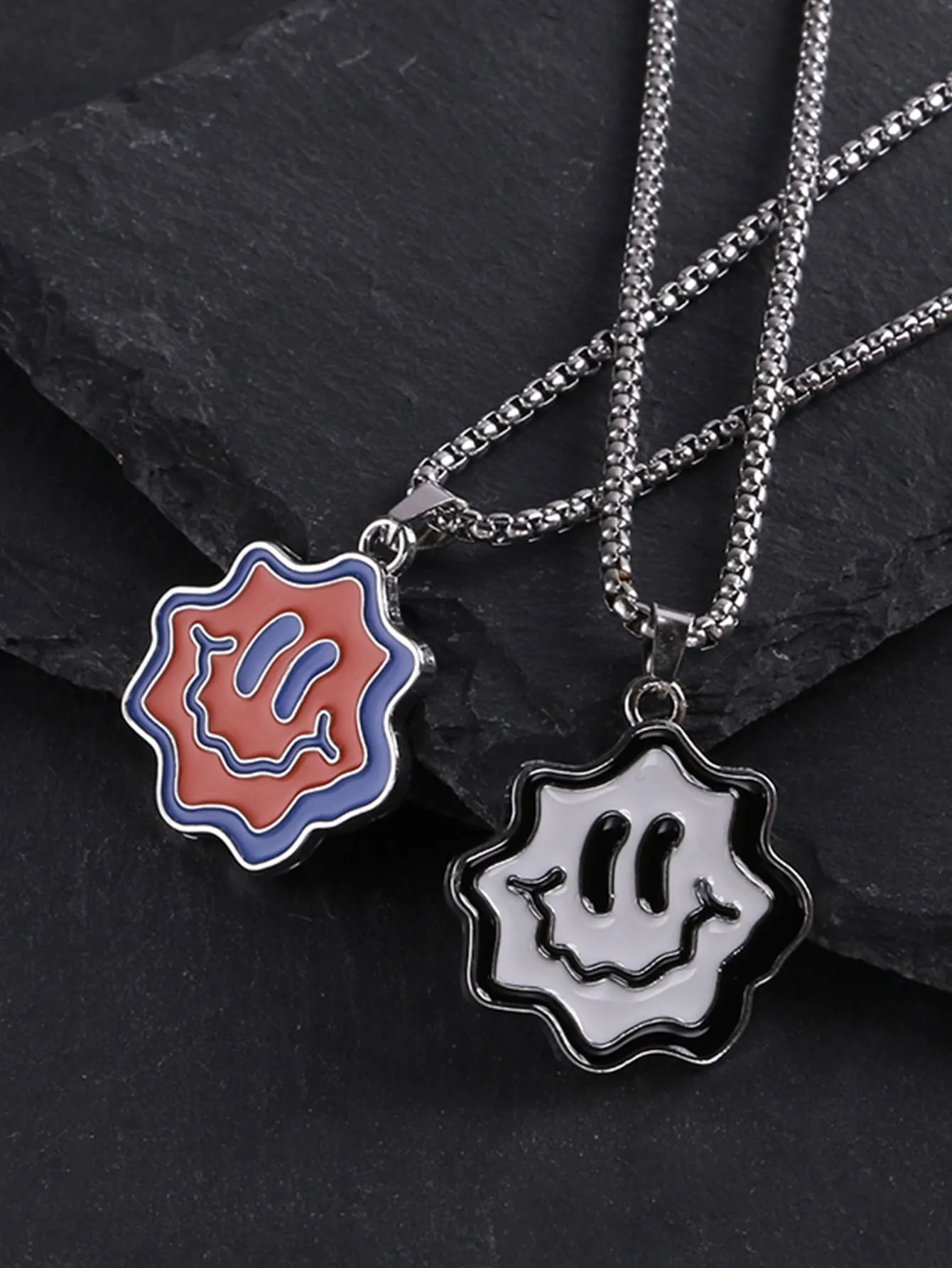 2pcs/set Colorful Cartoon Character Couple Simple Streetwear Necklace