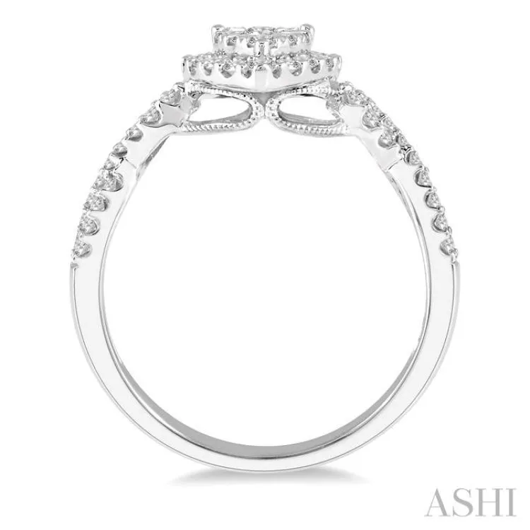 3/4 Ctw Pear Shape Diamond Lovebright Ring in 14K White Gold