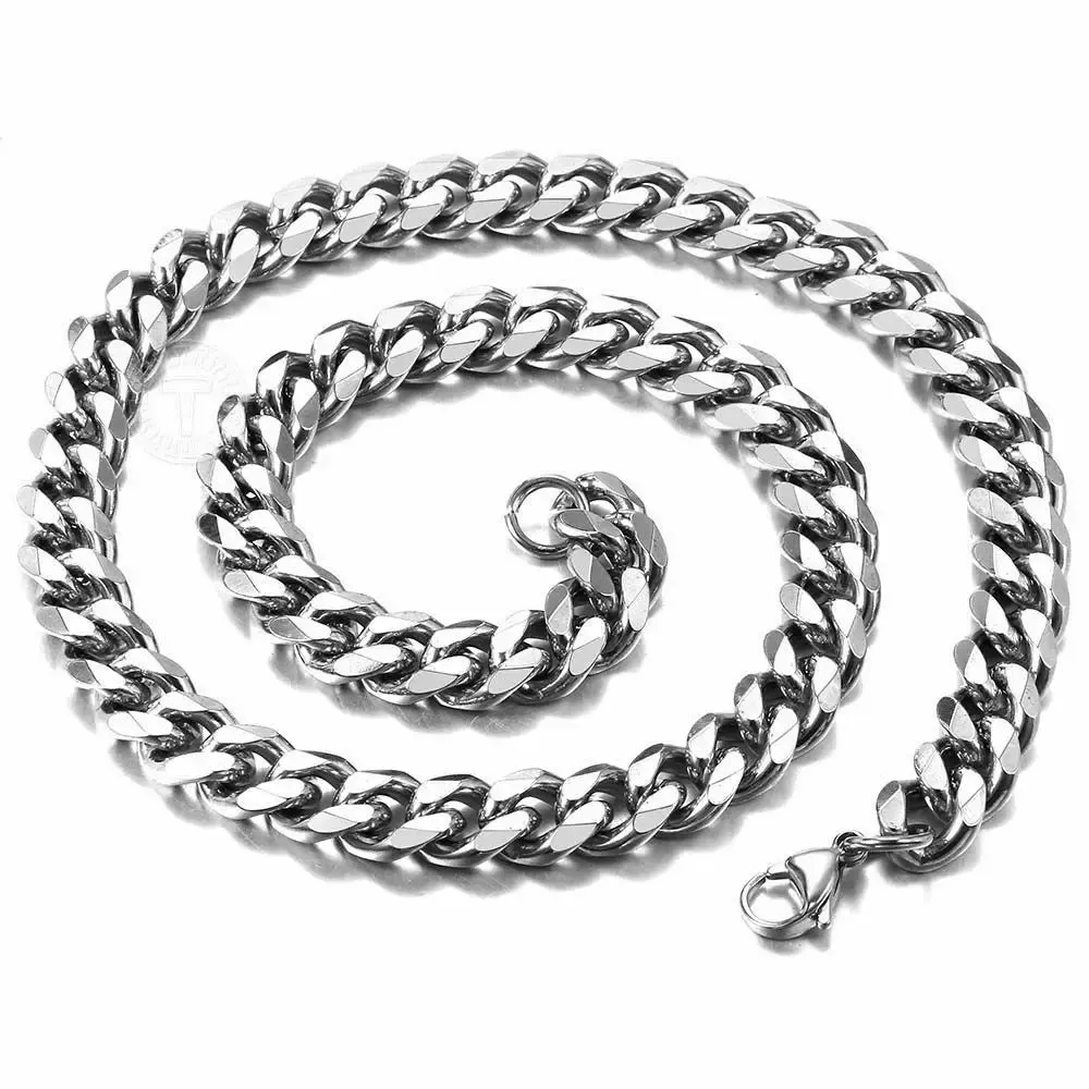 3/5/7/9/11mm Men's Silver Color Necklace Stainless Steel Cuban Link Chain for Men's Women's Basic Black Gold Tone Chokers