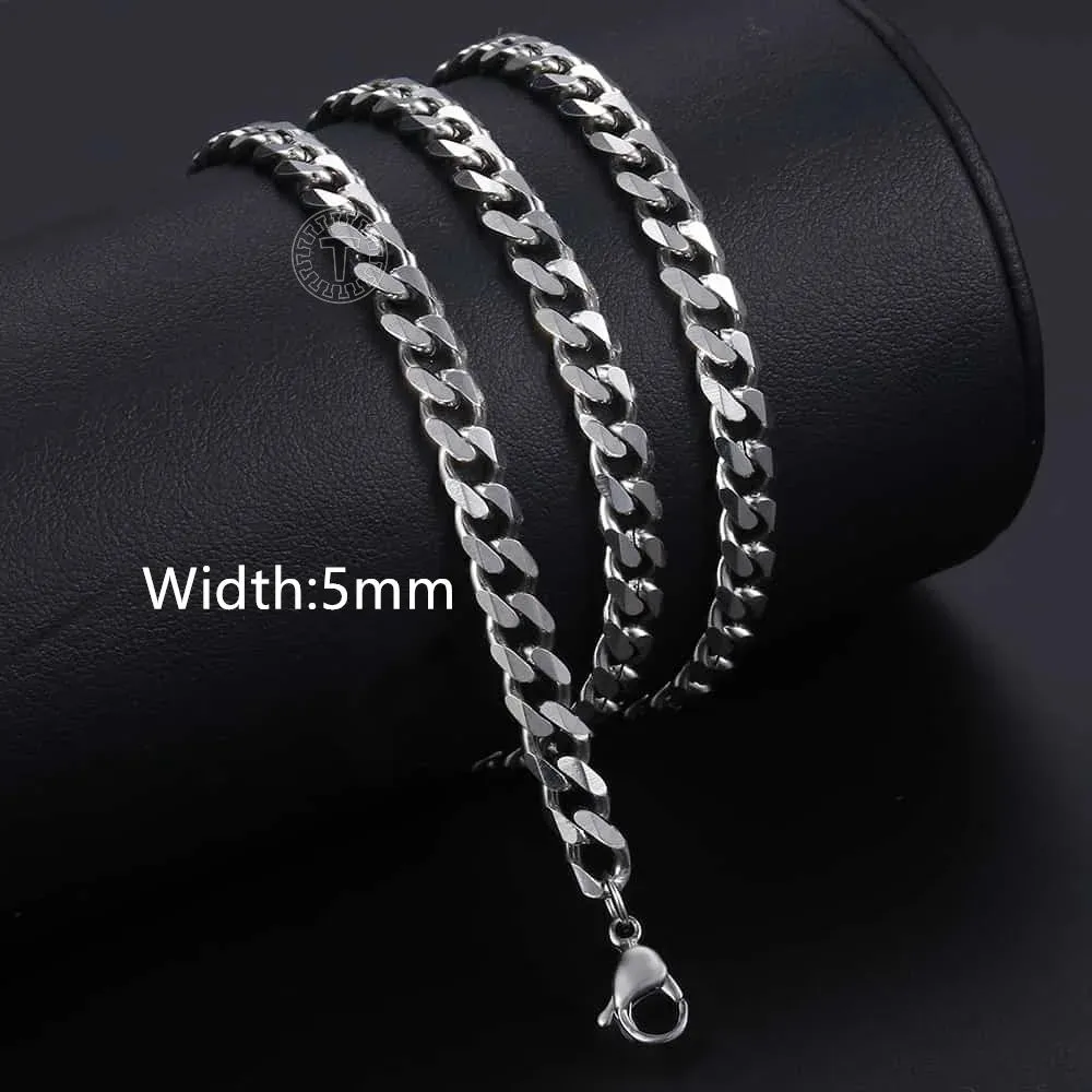 3/5/7/9/11mm Men's Silver Color Necklace Stainless Steel Cuban Link Chain for Men's Women's Basic Black Gold Tone Chokers