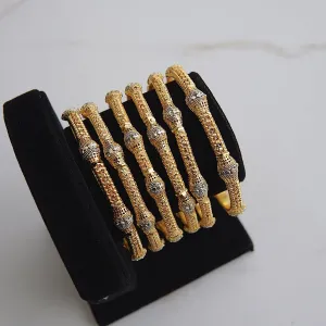 6 Pcs Gold & Rhodium Bangles Set