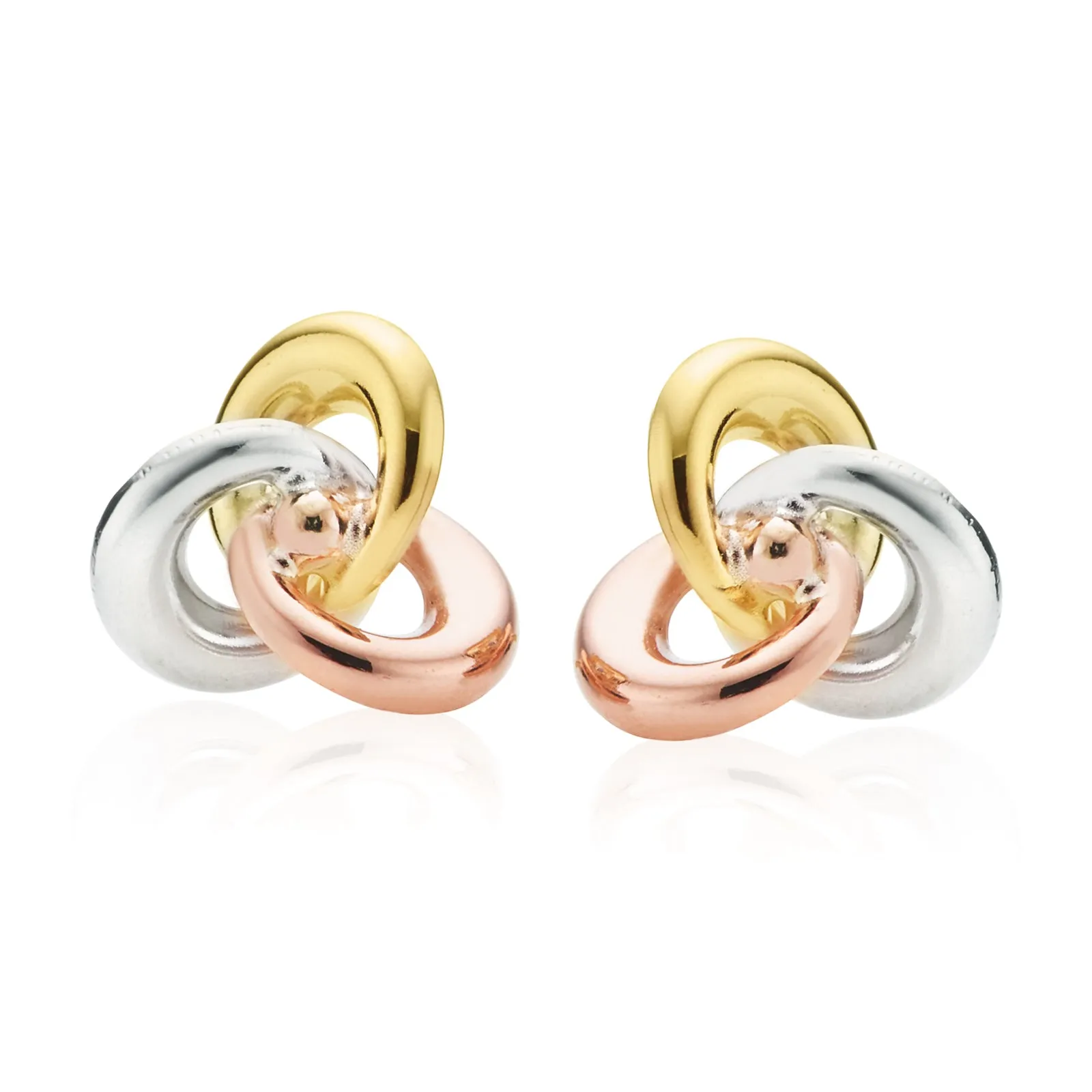 9ct Three Tone Gold Knot  Stud Earrings