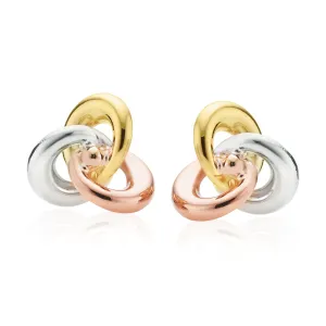 9ct Three Tone Gold Knot  Stud Earrings