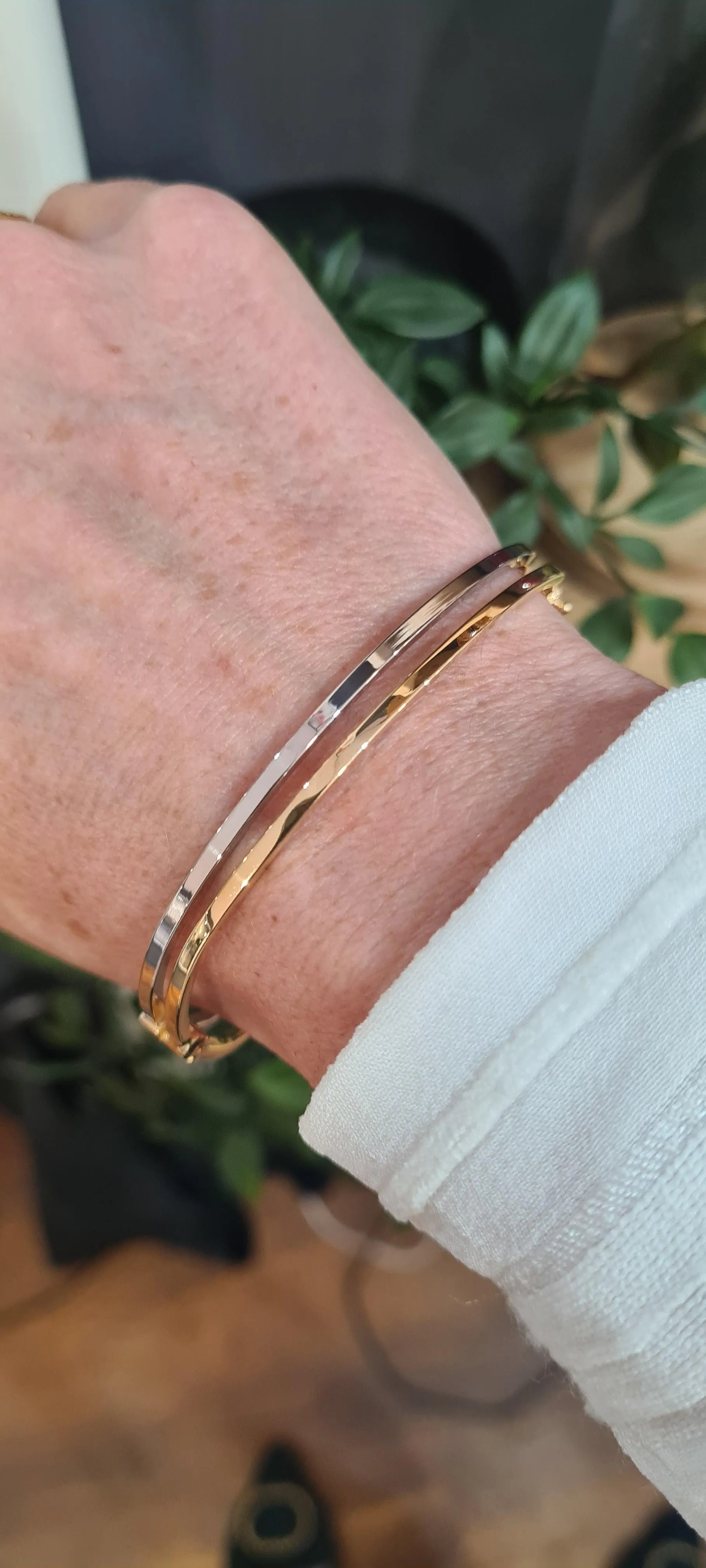 9ct White and Yellow Gold Wave Bangle