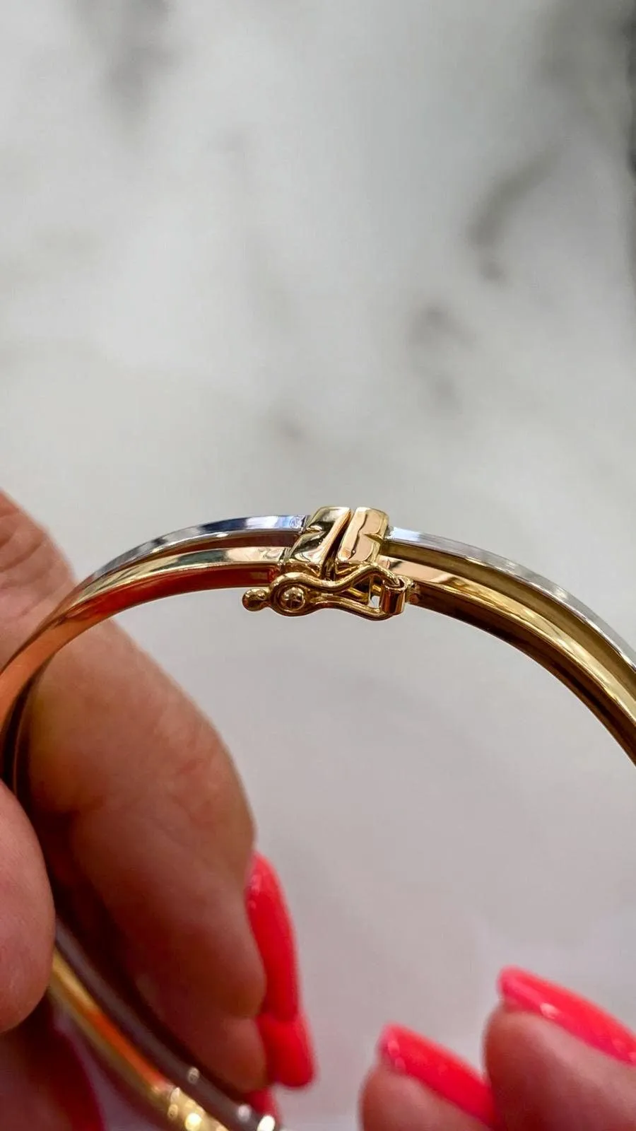 9ct White and Yellow Gold Wave Bangle