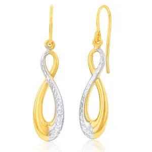 9ct Yellow And White Gold Silverfilled Infinity Drop Earrings