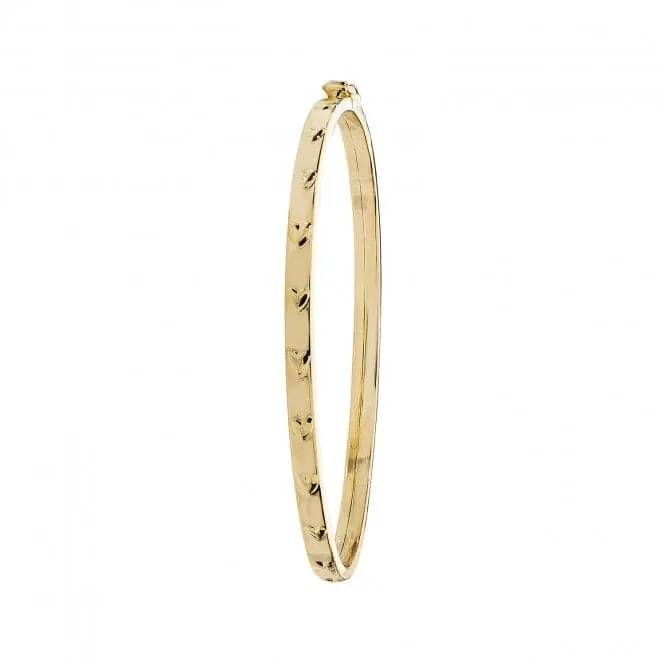 9CT Yellow Gold Babies Hearts Bangle BN423