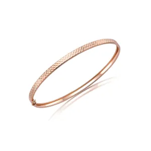 9K Rose Gold Diamond Cut Flat Tube Bangle