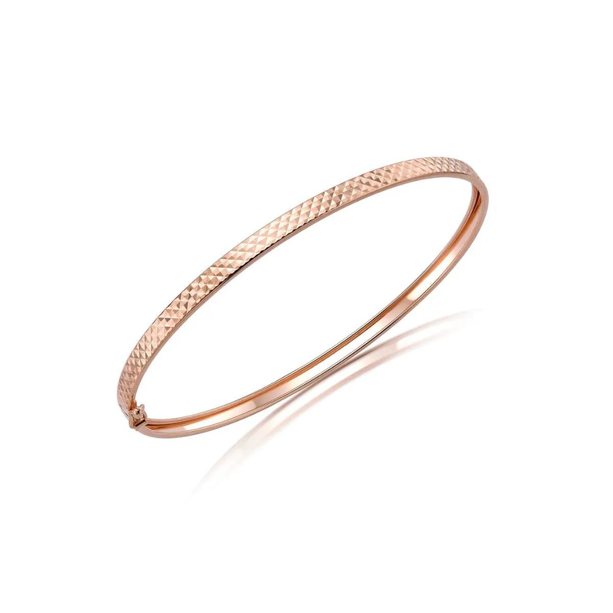 9K Rose Gold Diamond Cut Flat Tube Bangle