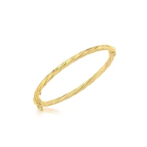 9K Yellow Gold 3mm Twist Oval Baby Bangle