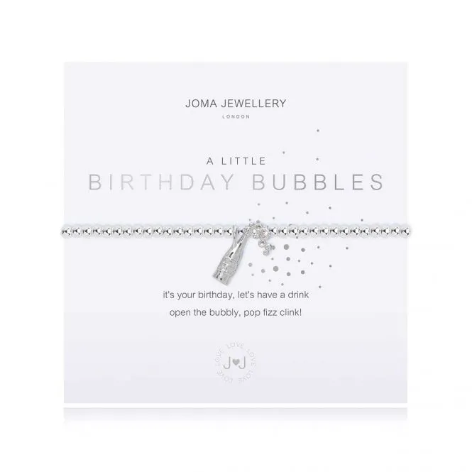 A Little Birthday Bubbles Silver 17.5cm Stretch Bracelet 3796