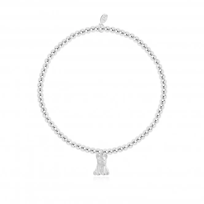 A Little Frenchie Kisses Silver 17.5cm Stretch Bracelet 4302