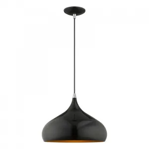 AMADOR 1 LIGHT MINI PENDANT, SHINY BLACK