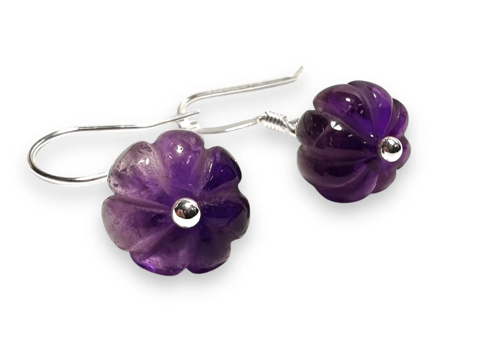 Amethyst Pumpkin Earrings